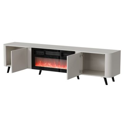 2. VOLARE TV-Schrank 200x39x49 Kaschmir + Kamin