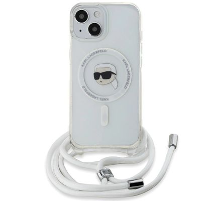 2. Karl Lagerfeld Crossbody IML Karl Head MagSafe Hülle für iPhone 15 / 14 / 13 – transparent