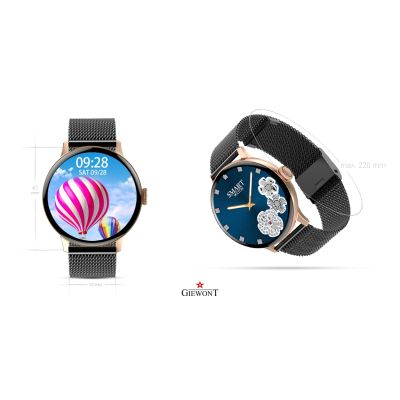 5. GIEWONT Damen-Smartwatch Roségold Schwarz GW330-4