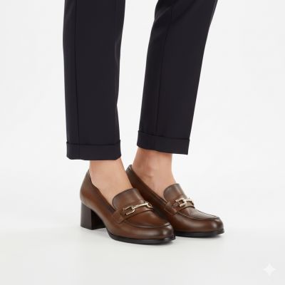 5. Braune Damen-Loafer mit hohem Absatz, Modell Lords, Potocki SZ12784