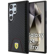Ferrari Carbon Stitched Bottom Case für Samsung Galaxy S24 Ultra – Schwarz