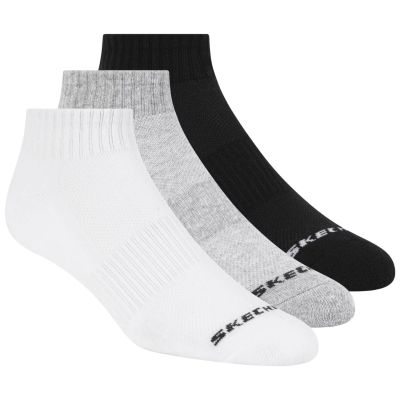Skechers 3er-Pack Unisex Frottee-Sneaker, Viertelrund-Rund, S111035-107, Weiß, Größe 43-46