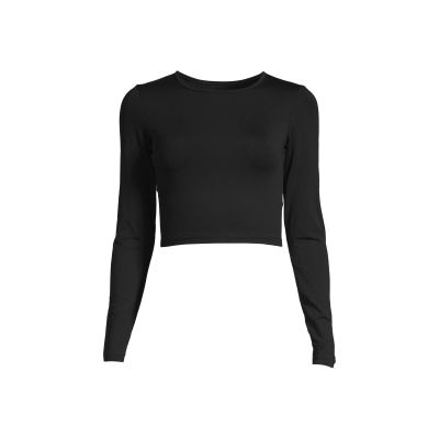 CASALL Crop Langarm T-Shirt schwarz
