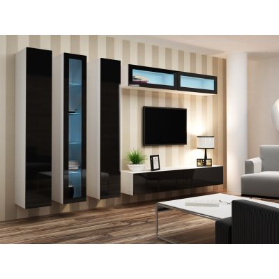 8. VIGO Vitrine „90“ Glas 90/35/32 Weiß/Schwarz-Kombination