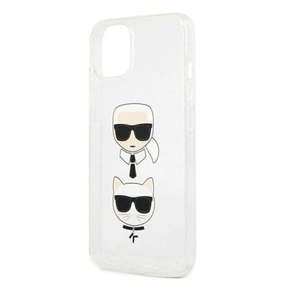 6. Karl Lagerfeld Glitter Karl's & Choupette Head Case für iPhone 13 mini - Silber