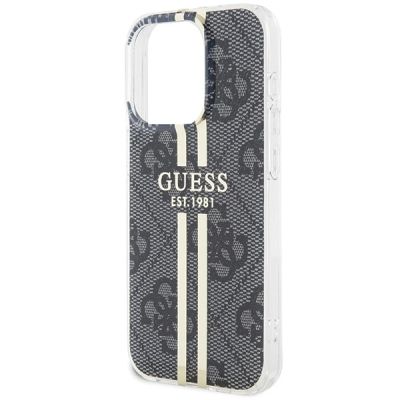6. Guess IML 4G Gold Stripe Hülle für iPhone 15 Pro – Schwarz