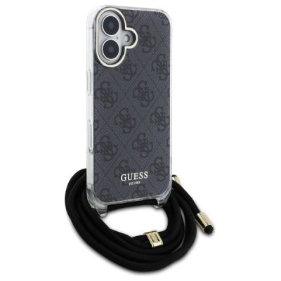 3. Guess Crossbody Cord 4G Print Hülle für iPhone 16 – Schwarz