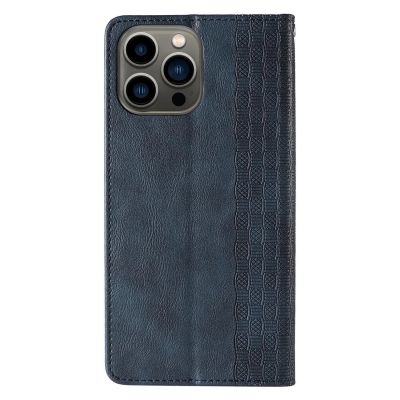 6. Magnet Strap Case iPhone 14 Pro Flip Wallet Mini Lanyard Ständer Blau