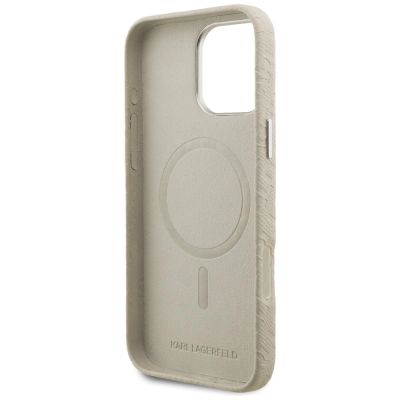 7. Karl Lagerfeld FW Stamped Karl MagSafe Hülle für iPhone 16 Pro Max – Beige
