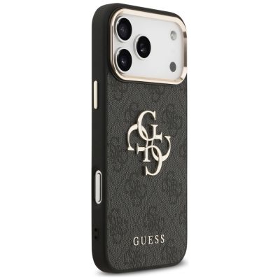4. Guess 4G Big 4G Classic Logo Hülle für iPhone 17 Pro Max - Schwarz und Gold