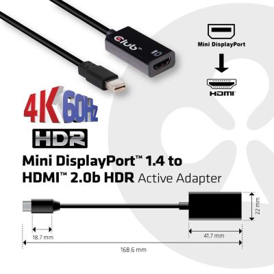 3. CLUB 3D CAC-1180 Mini DisplayPort 1.4 zu HDMI 2.0b HDR Aktivadapter
