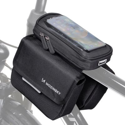 13. Wozinsky Fahrrad-Rahmentasche, wasserdichte Handyhülle, 1,5l, schwarz (WBB26BK)