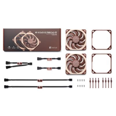3. Noctua NF-A12X25 G2 PWM SX2-PP Computer-Kühlsystem Gehäuselüfter 12 cm Beige 2 Stück.
