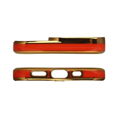2. Fashion Case für iPhone 12 Pro Max Gold Frame Gel Cover Rot