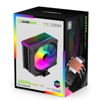 11. GameMax SIGMA 550 INFINITY BK Computer-Kühlsystem Prozessor-Luftkühler 12 cm Schwarz 1 Stück.