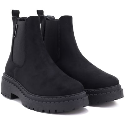 4. Schwarze Wildleder-Ankle-Boots mit Plateau für Damen, Big Star UU274858