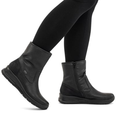 7. Rieker L7760-00 wasserdichte schwarze Damen-Ankle-Boots