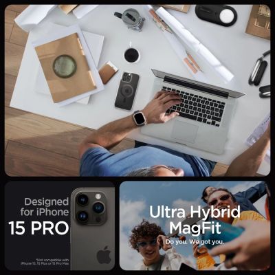 10. Spigen Ultra Hybrid Mag-Hülle mit MagSafe für iPhone 15 Pro – Grau