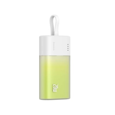 5. Baseus Popsicle 5200 mAh 20 W Powerbank mit integriertem Lightning Kabel (+ weißes Baseus Simple USB-C - USB-C 60 W/20 V/3 A/30 cm Kabel) - Weiß-Grün