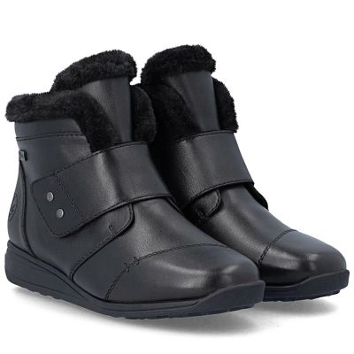 10. Rieker 47268-00 Wasserdichte Leder-Ankle-Boots für Damen, Schwarz