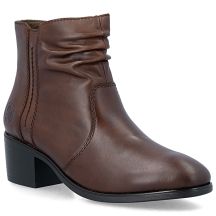 Braune Damen-Ankle-Boots aus Leder mit Blockabsatz, Modell Rieker 73953-27