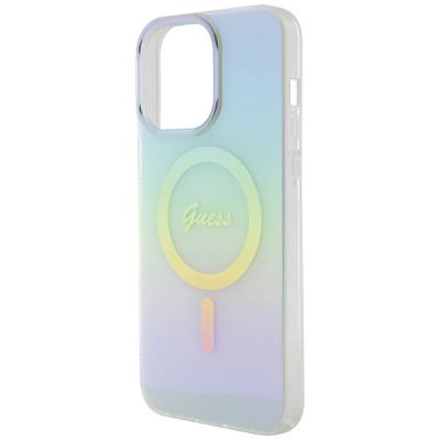 6. Guess IML Iridescent MagSafe Hülle für iPhone 15 Pro – Türkis