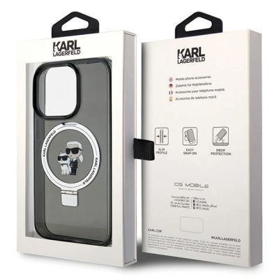 8. Karl Lagerfeld KLHMP15LHMRSKCK iPhone 15 Pro 6,1" schwarz/schwarz Hardcase Ringständer Karl&Choupette MagSafe
