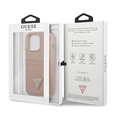 8. Guess GUHCP13LPSATPP iPhone 13 Pro / 13 6.1 "Pink / Pink Hardcase SaffianoTriangle Logo Cardslot