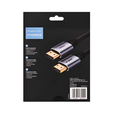 6. DisplayPort-Kabel 4K 60 Hz, vergoldeter Stecker, 3 m