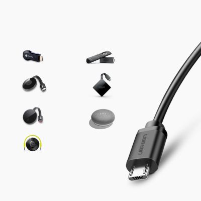 3. Ugreen 30985 Externe Netzwerkkarte für Chromecast mit Micro-USB-/USB-A-Anschlüssen 100 Mbit/s 1 m – Schwarz