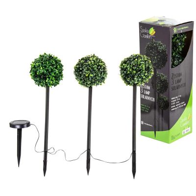 16. Set aus 3 Buchsbaumkugeln mit 27 LEDs