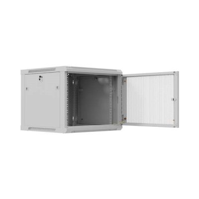 11. LANBERG Wandregalschrank 19" 9U 600x600 GRAU PERFORATIONSTÜREN (Flachverpackung)