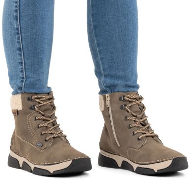 5. Gefütterte Damen-Lederboots im Trekking-Stil, braun, Rieker 45925-25