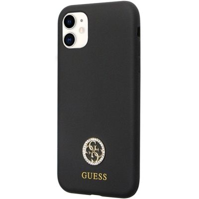 2. Guess GUHCN614DGPK Hülle für iPhone 11 / Xr - Schwarzes Silikon Logo Strass 4G