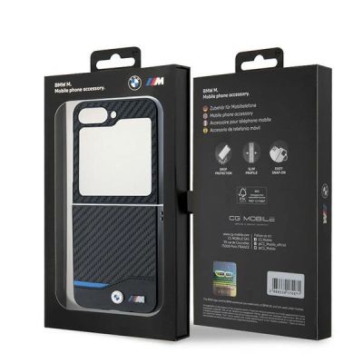 8. BMW Carbon Blue Line Hülle für Samsung Galaxy Z Flip 6 - schwarz