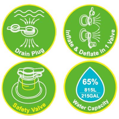 14. Aufblasbarer Familienpool, rechteckig, mit 2 Ringen und Toren, 258 x 170 x 50 cm, Artikelnummer 51471