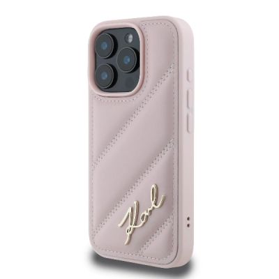2. Karl Lagerfeld Quilted Signature Hülle für iPhone 16 Pro – Rosa