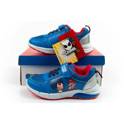 10. Leomil Kinder-Sportschuhe Super Mario Sneaker mit Klettverschluss und blauer LED-Beleuchtung