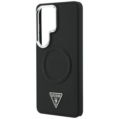 6. Guess MagSafe-Hülle mit geprägtem Ring-Dreieck-Logo für Samsung Galaxy S26 Ultra – Schwarz