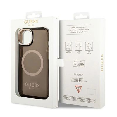8. Guess GUHMP14SHTCMK iPhone 14 6,1" schwarz/schwarzes Hartschalenetui Gold Outline Translucent MagSafe