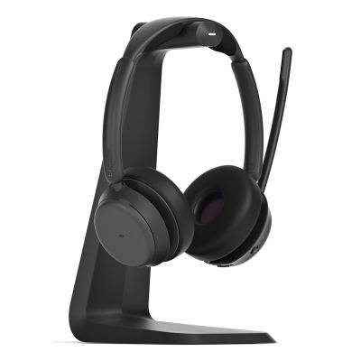 EPOS IMPACT 1061 ANC Kabelloses Headset mit Kopfbügel, Bluetooth-Ladestation für Büro/Callcenter, Schwarz