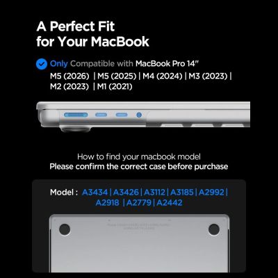 12. Spigen AirSkin Hülle für MacBook Pro 14" 2021 / 2023 / 2024 / 2025 / 2026 - Transparent Matt