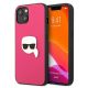 Karl Lagerfeld Leder Ikonik Karl's Head Metallhülle für iPhone 13 mini - Rosa