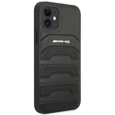4. AMG Lederhülle mit geprägten Linien für iPhone 12 mini – Schwarz