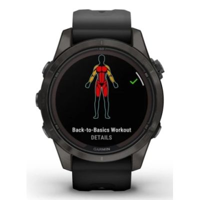 12. Garmin Fenix 7S Pro 42 mm Saphirgrau Titan DLC Uhr mit schwarzem Armband
