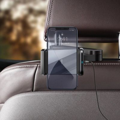 10. Baseus WXHZ-01 Qi-Wireless-Ladegerät 15W mit Kopfstützenhalterung fürs Auto – Schwarz