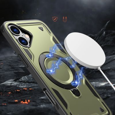 4. Hybrid Armor Trendige Hülle mit MagSafe für iPhone 16 Plus – grün