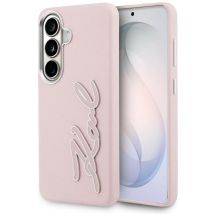 Karl Lagerfeld Schutzhülle mit genarbtem Logo aus Metallharz für Samsung Galaxy S26 – Pink