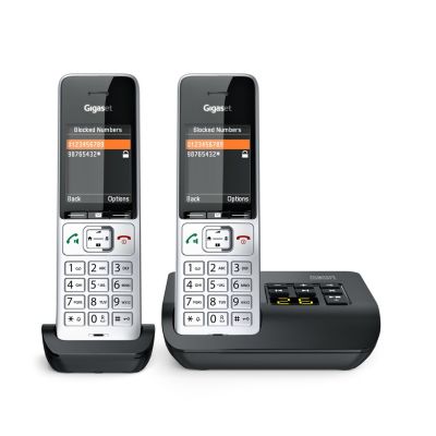 12. Gigaset COMFORT 500A Duo-Telefon (Analog/DECT) mit Anrufernamen und --ID, Schwarz/Silber