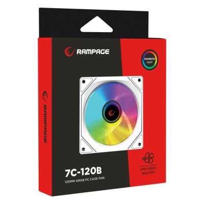 6. RAMPAGE Gehäuselüfter 120 mm 1800 RPM Infinite Loop ARGB White PWM